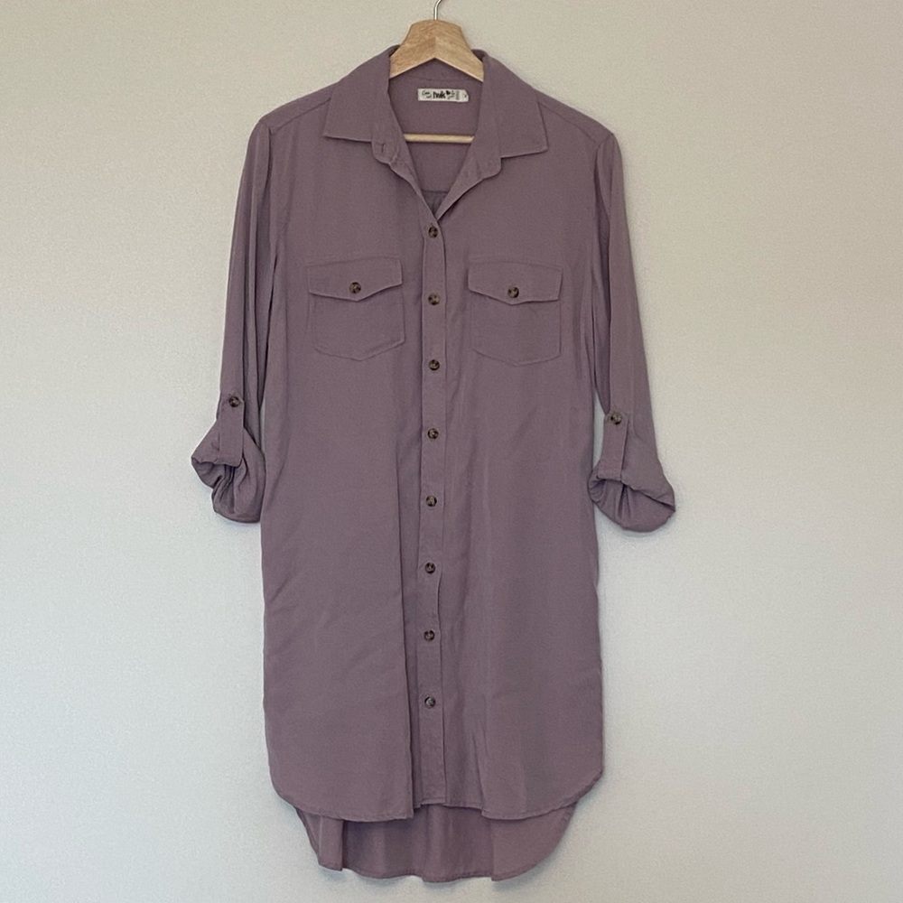 Twik by Simon Women’s Lavender Purple Long-Sleeved Tunic Dress, Size Small